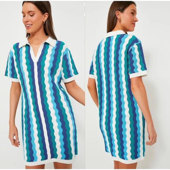 Tuckernuck Blue & Teal Wave-Print Mini Dress - Picture 8 of 11